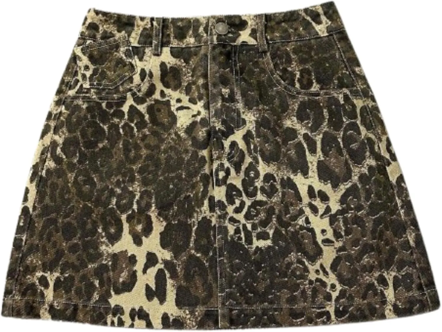 Y2k Skirt Leopard Print Skirt A Line Skirt Denim Mini Skirt Vintage Skirt High Waisted Skirt Cheetah Print Skirts