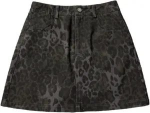 Y2k Skirt Leopard Print Skirt A Line Skirt Denim Mini Skirt Vintage Skirt High Waisted Skirt Cheetah Print Skirts
