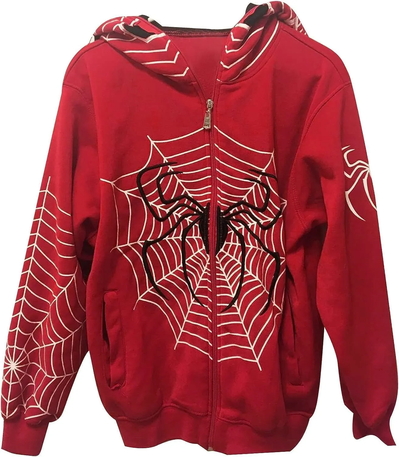 Y2k Zip Up Spider Graphic Hoodie Halloween Rhinestone Oversized Hoodies Goth Grunge Jacket Streetwear Sweatshirt