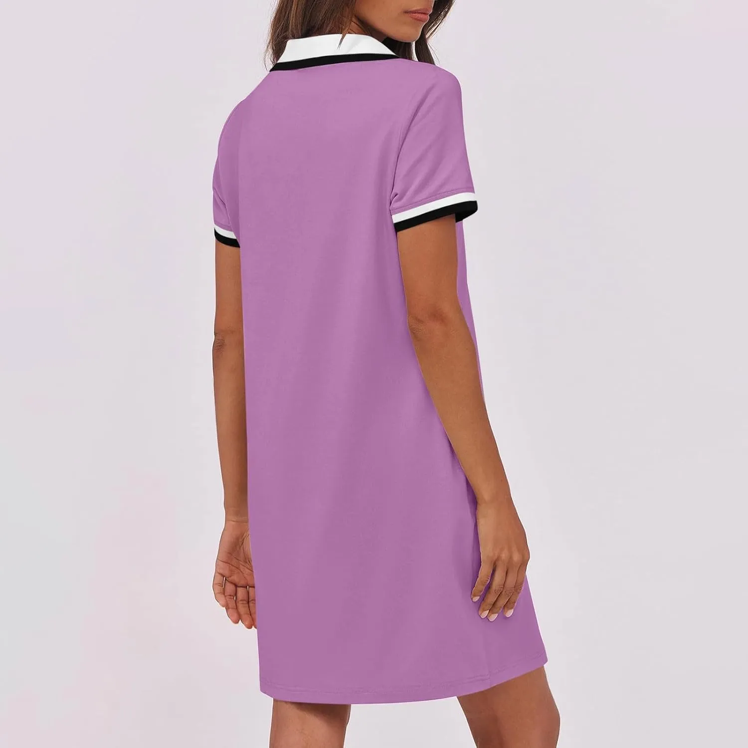 yardsong Golf Dresses for Women Tennis Workout Mini Dress Summer Casual Short Sleeve Collared V Neck Shirt Dress with Pockets