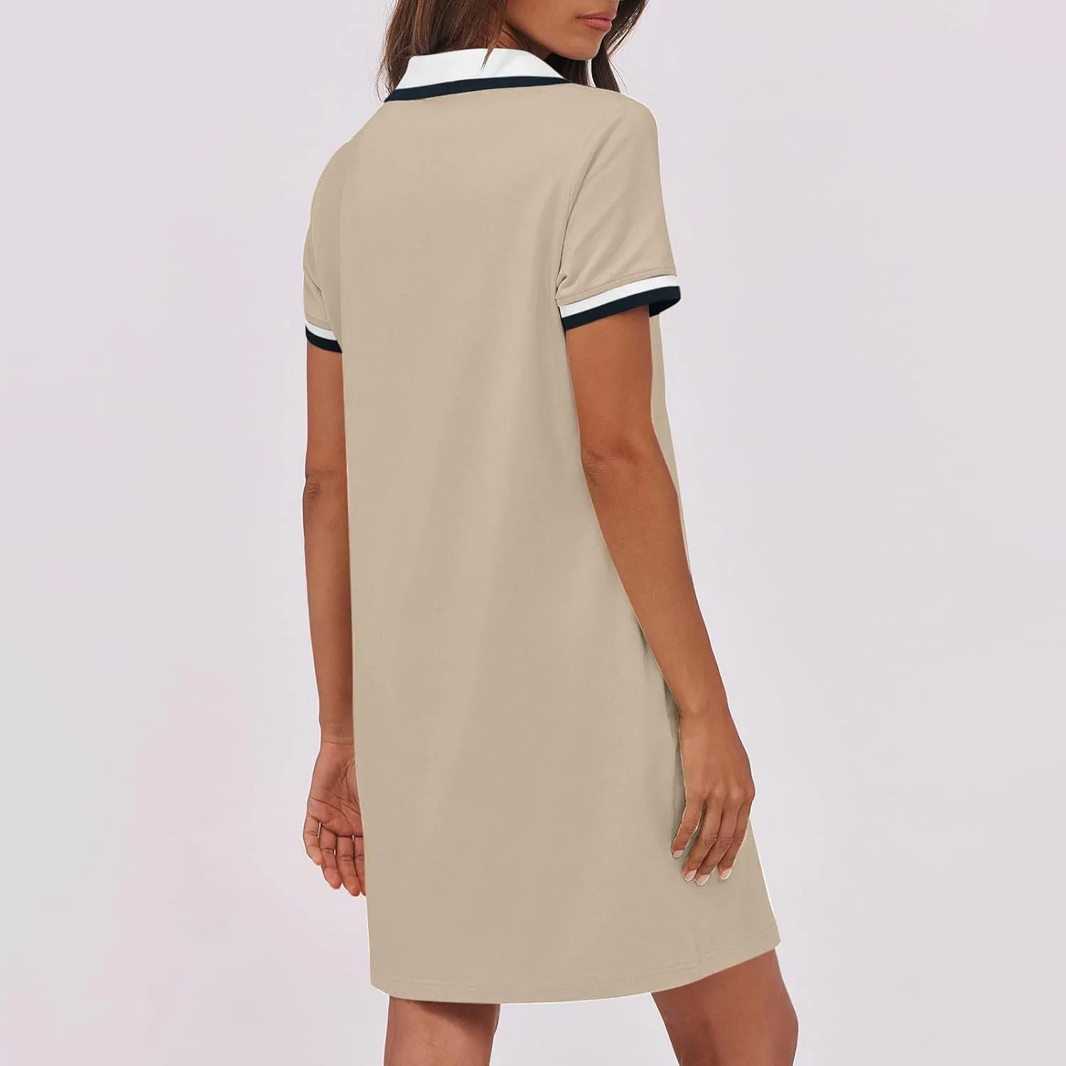 yardsong Golf Dresses for Women Tennis Workout Mini Dress Summer Casual Short Sleeve Collared V Neck Shirt Dress with Pockets