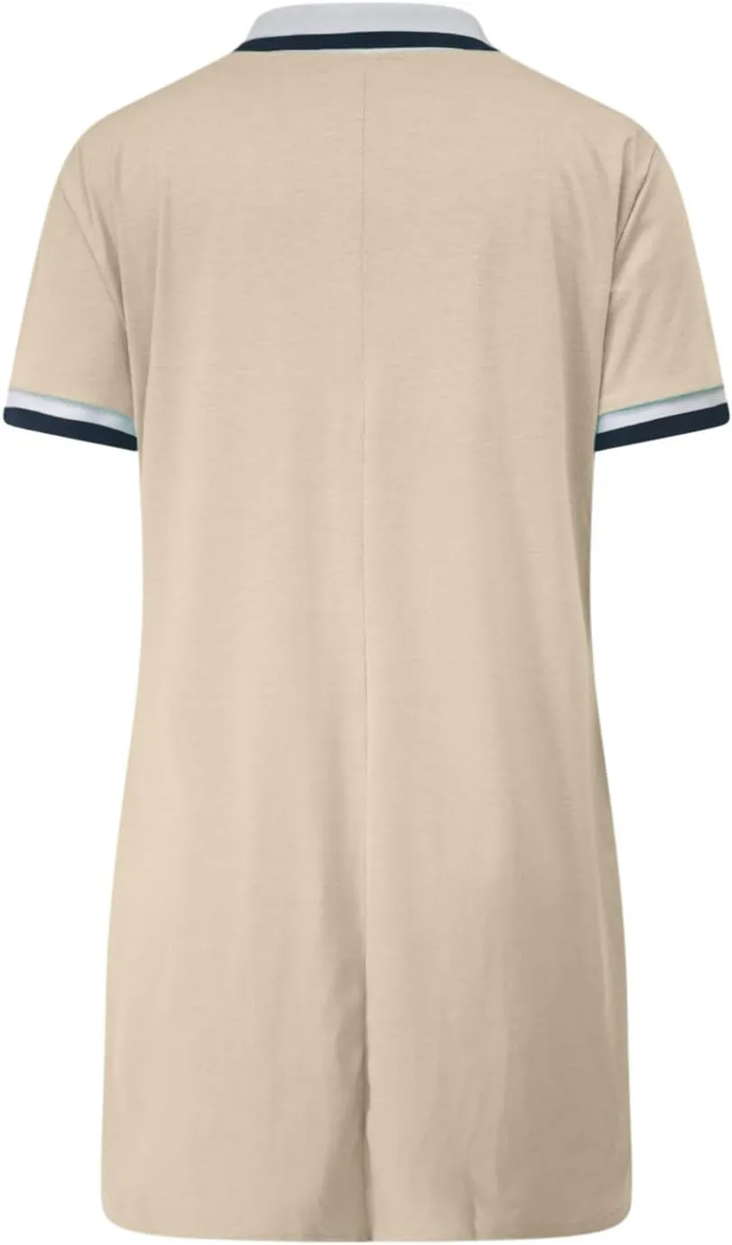 yardsong Golf Dresses for Women Tennis Workout Mini Dress Summer Casual Short Sleeve Collared V Neck Shirt Dress with Pockets