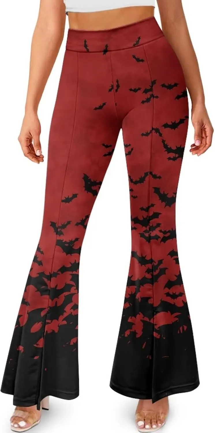 Yoga Pants Womens Flared Leggings Slit Hem High Waist Bootcut Pants Workout Bootleg Pants Plus Size Workout Trousers