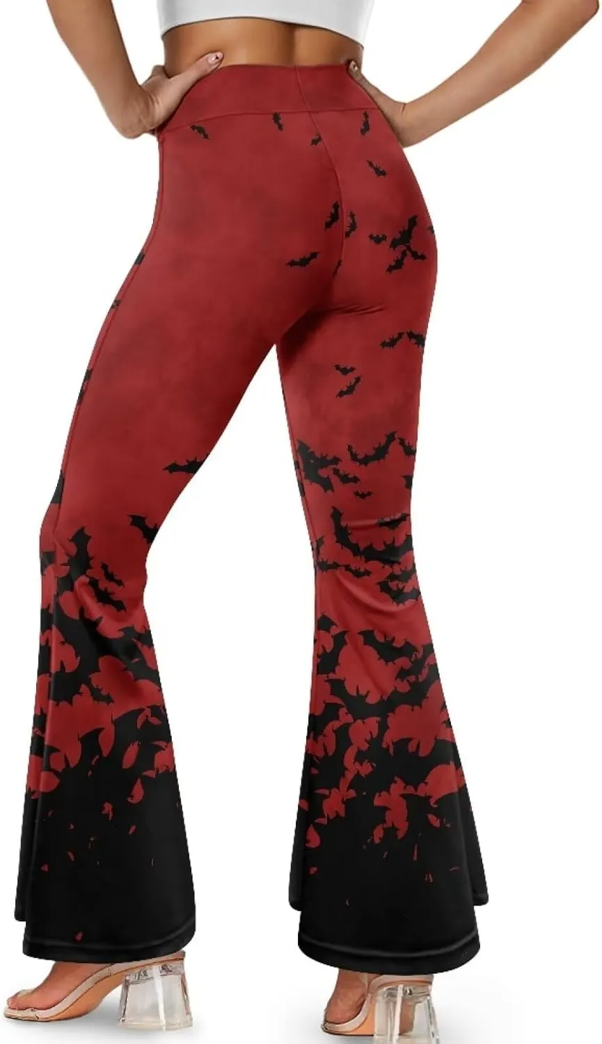 Yoga Pants Womens Flared Leggings Slit Hem High Waist Bootcut Pants Workout Bootleg Pants Plus Size Workout Trousers