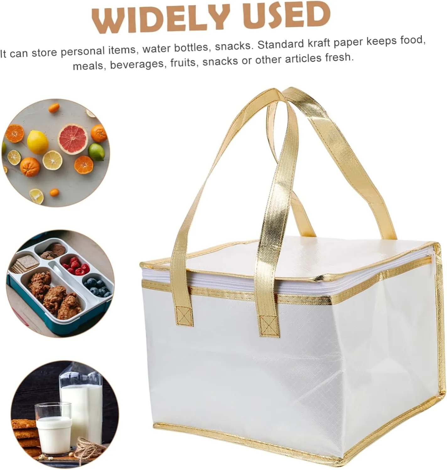Zerodeko 1pc Insulated Food Storage Bag Portable Thermal Tote for Cake Pizza Seafood Multi Purpose Insulation Pouch with Zipper Design Keeps Food Warm Fresh