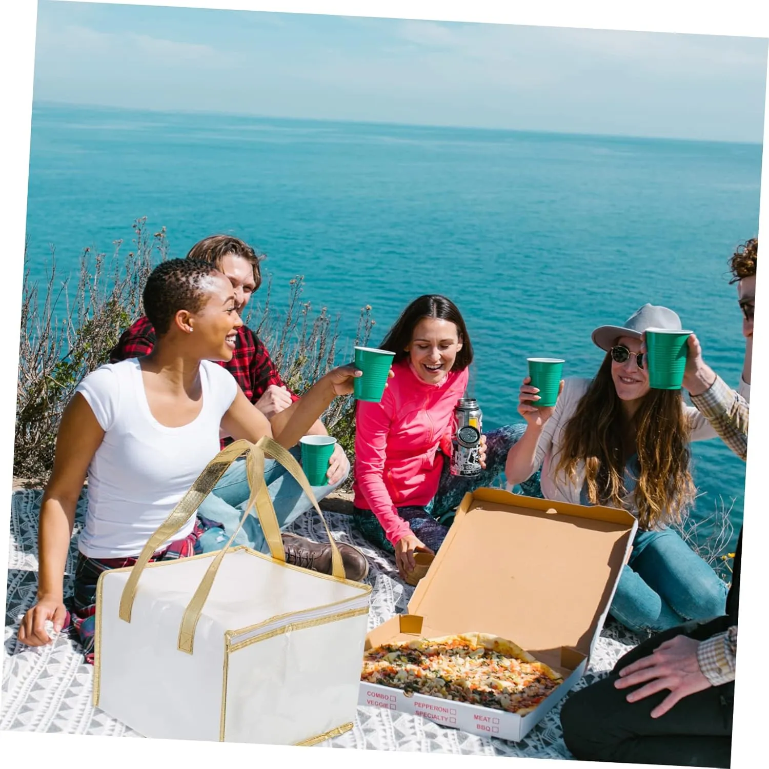 Zerodeko 1pc Insulated Food Storage Bag Portable Thermal Tote for Cake Pizza Seafood Multi Purpose Insulation Pouch with Zipper Design Keeps Food Warm Fresh