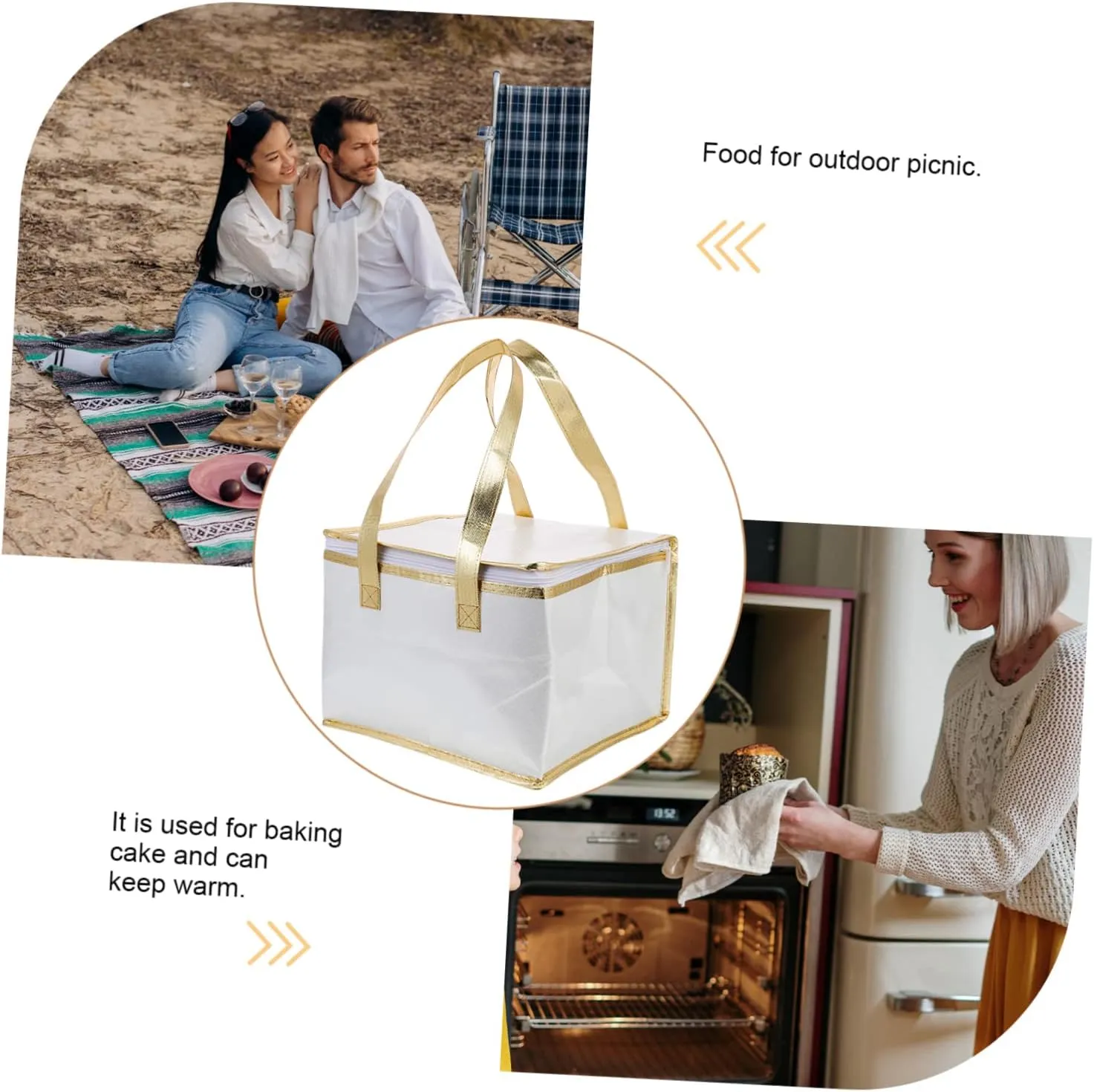 Zerodeko 1pc Insulated Food Storage Bag Portable Thermal Tote for Cake Pizza Seafood Multi Purpose Insulation Pouch with Zipper Design Keeps Food Warm Fresh