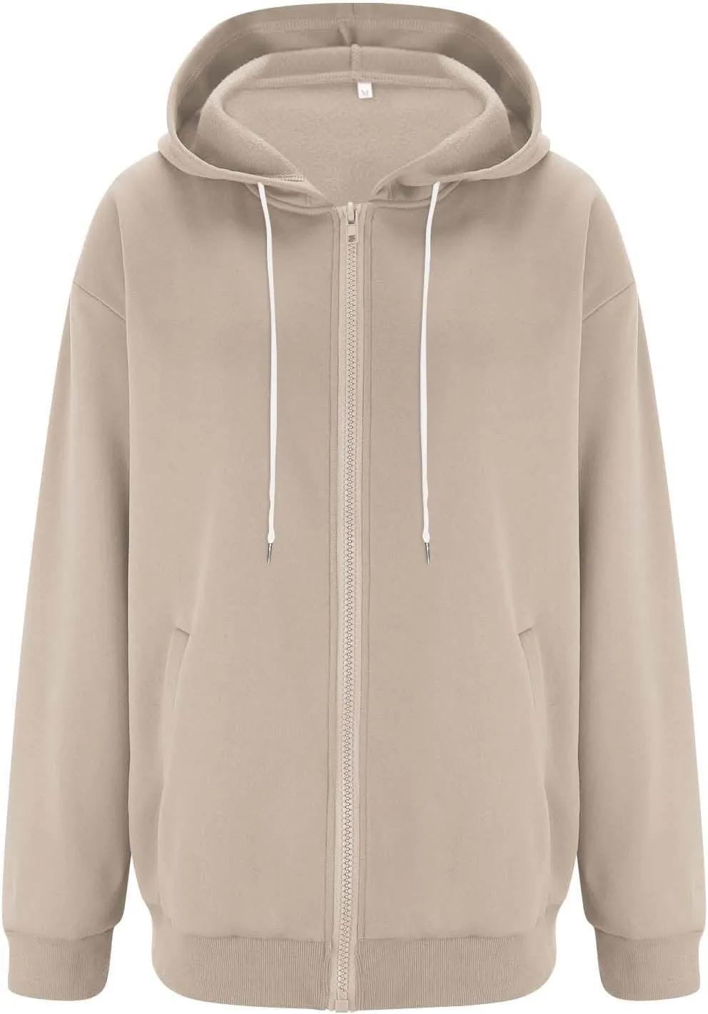 Zip Up Hoodie Women Fleece Oversized Sweatshirt Hoodies Casual Drawstring Hooded Sports Sweat Jackets with Pockets